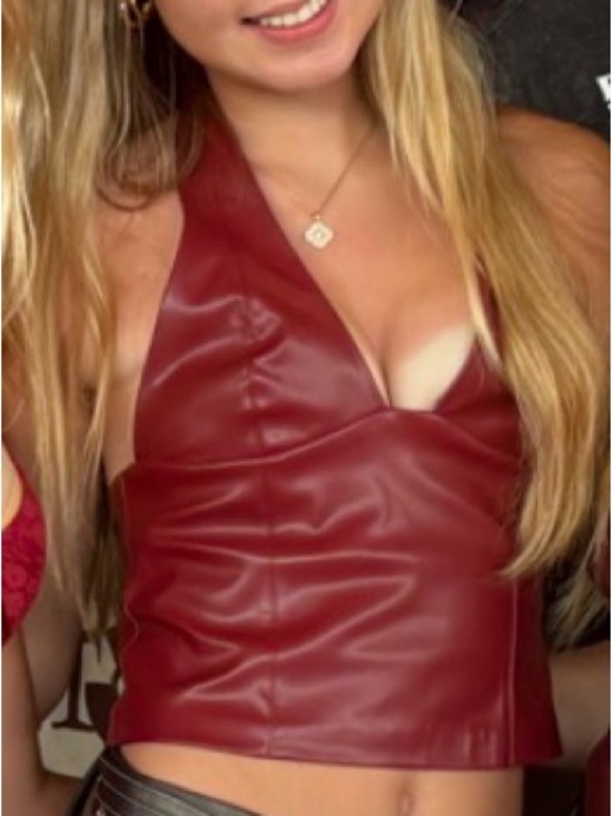 Edikted Tops - Burgundy Leather Top